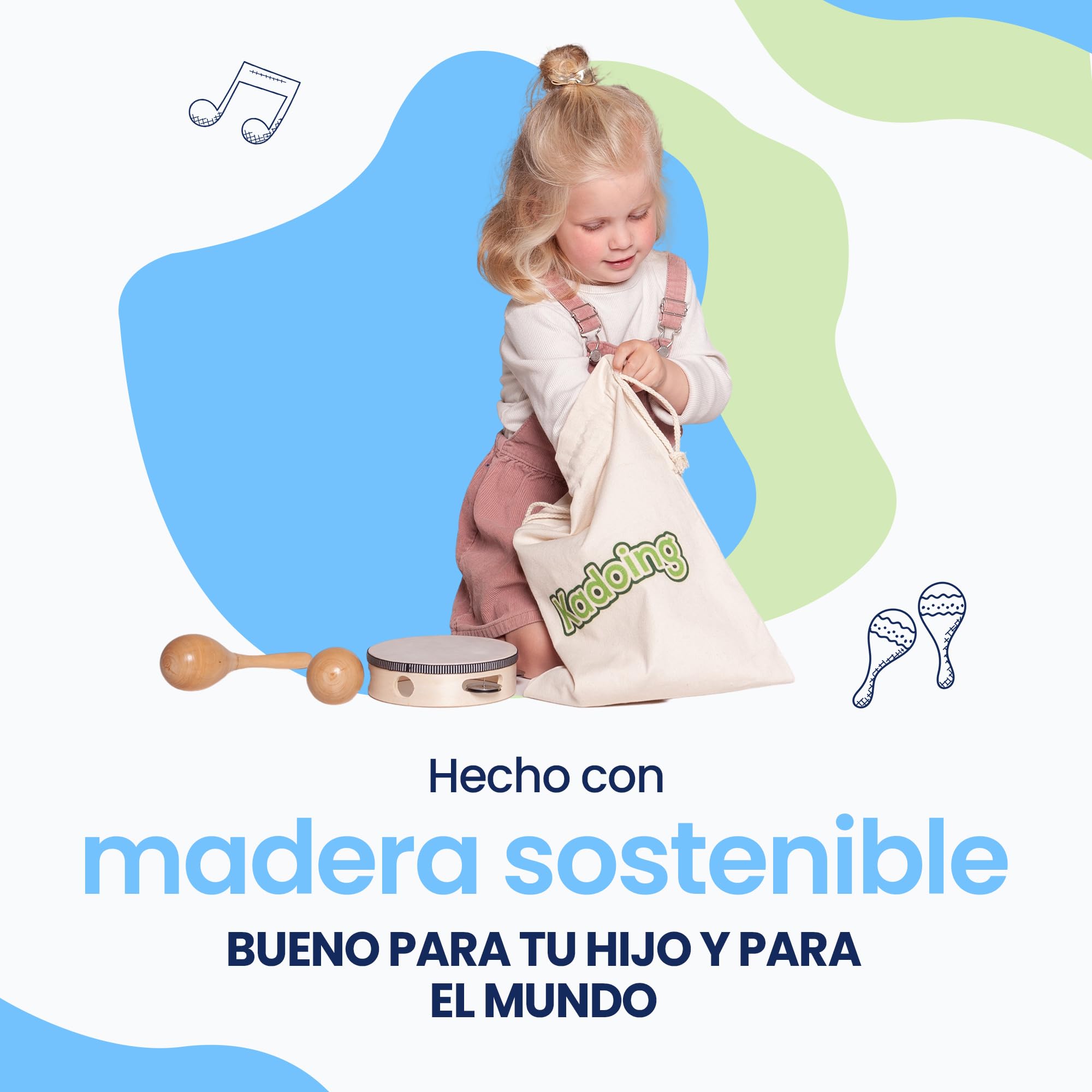 Set de Instrumentos Musicales para niños de Madera (18 Piezas) - Juguetes educativos Montessori - Música para niños - Regalo sostenible - Cumpleaños Infantil - Juegos Musicales