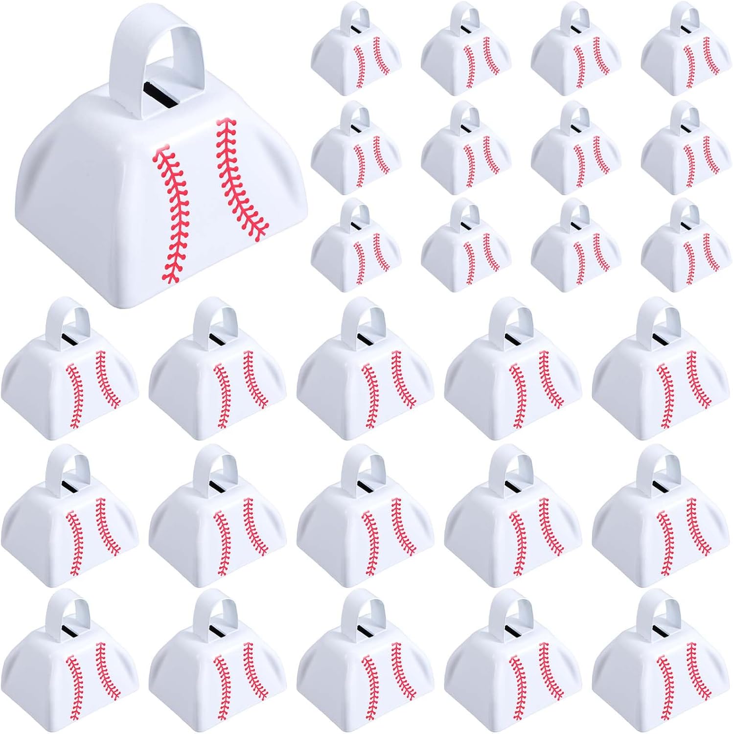 Fiada 24 Pcs Baseball Cow Bell with Handle, Metal Noise