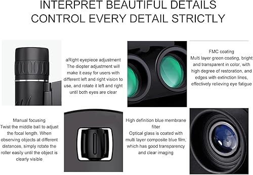 Miniatura 5 de Potentes prismáticos HD 40x22 con revestimiento multicapa y lente objetivo de gran apertura. Diseño plegable mini, ligero, cómodo, agarre