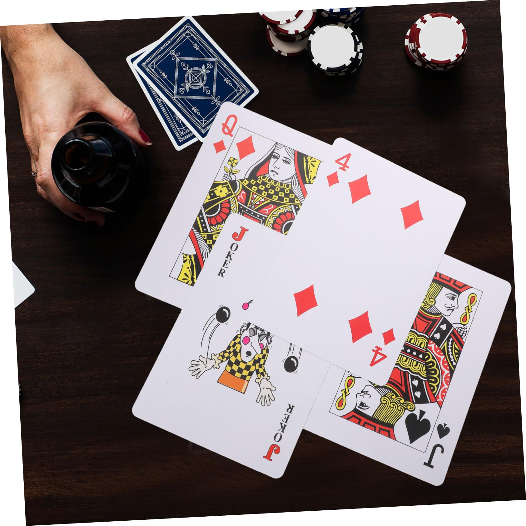 BESTonZON Carte da Gioco Poker Giganti 8 Volte, Carta Patinata Bianca | Uso Domestico e Outdoor, Lavorazione Fine, Formato Portatile, per Adulti