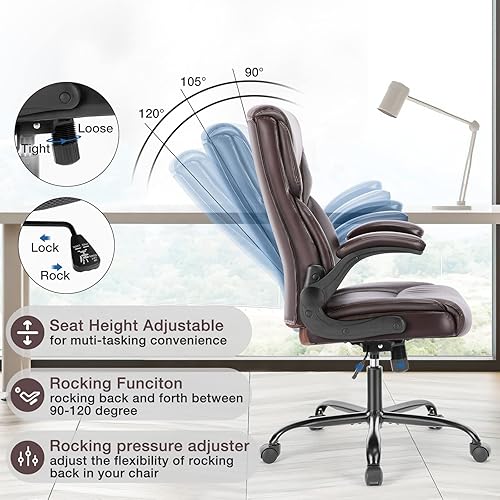Miniatura 4 de OLIXIS Silla ergonómica de piel sintética para juegos de computadora, sillas de escritorio ergonómicas para oficina en casa, silla ejecutiva grande