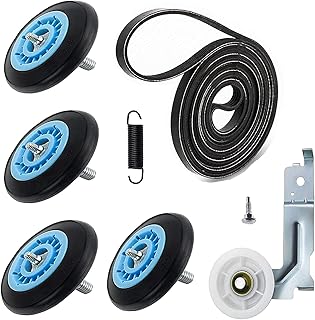 Upgraded Dryer Roller Replacement Kit for SAMSUNG- include Dryer Parts DC97-16782a Drum Roller DC93-00634a Idler Pulley 6602-001655 Belt for DV45H7000EW/A2 DV42h5000EW/A3 Samsung Dryer