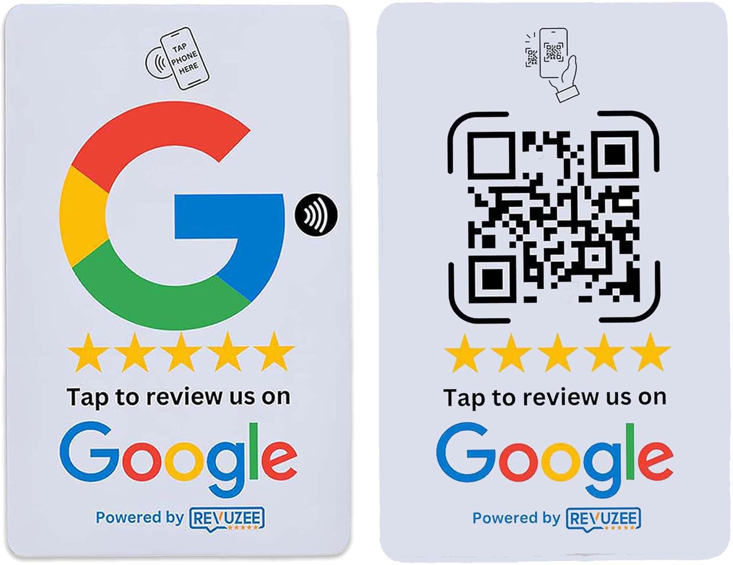 Review Tap Card for Google Business Profiles | NFC and Custom QR Code Sign for Business | Includes Analytics and Customizable Landing Page | Same Size as a Standard Credit Card | White