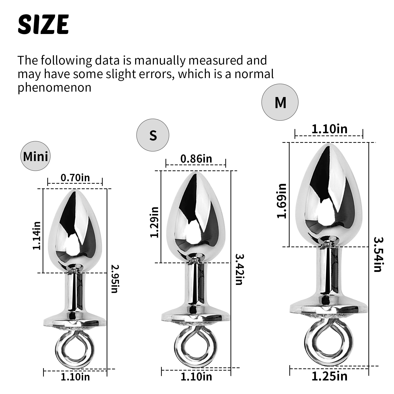 Luxury Stainless Steel Metal Anal Trainer Jewel Butt Plug SM Small Bell Adult Anal Plugs(M): A M