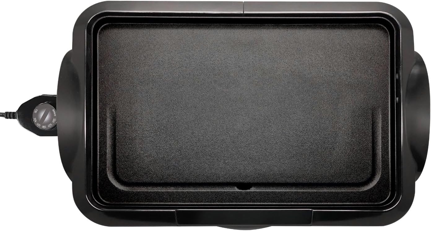 Lumme Electric Griddle with Removable Temperature Control, Immersible Flat Top Grill, Burger, Eggs, Pancake Griddle, Nonstick Easy Clean Cooking Surface, Slide Out Drip Tray, 10 x 16 Inch