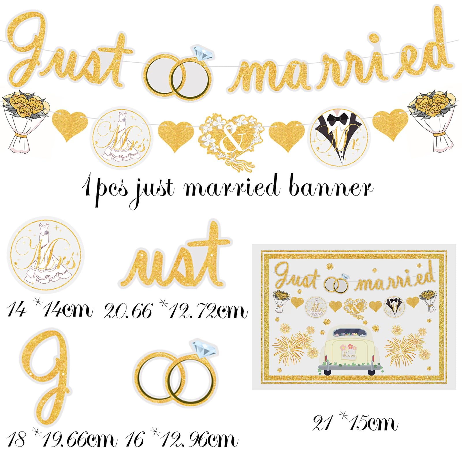 Sonwaha Just Married Garland, Wedding Just Married Decoration, Wedding Decoration, Registry Office Decoration - Image 2