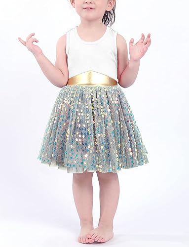 Miniatura 4 de Happy Cherry Tutús para niñas, falda de tul de 3 capas, faldas de ballet con lentejuelas, falda de baile brillante de princesa