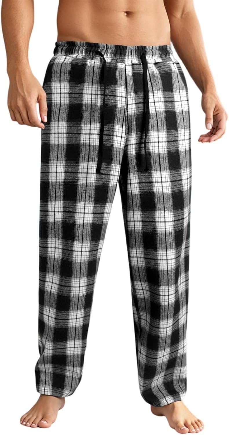 WENKOMG1 Men's Pajama Pant Soft Warm Sleep Pant Cozy Fleece Lounge Pj Bottoms with Pockets, S-2XL