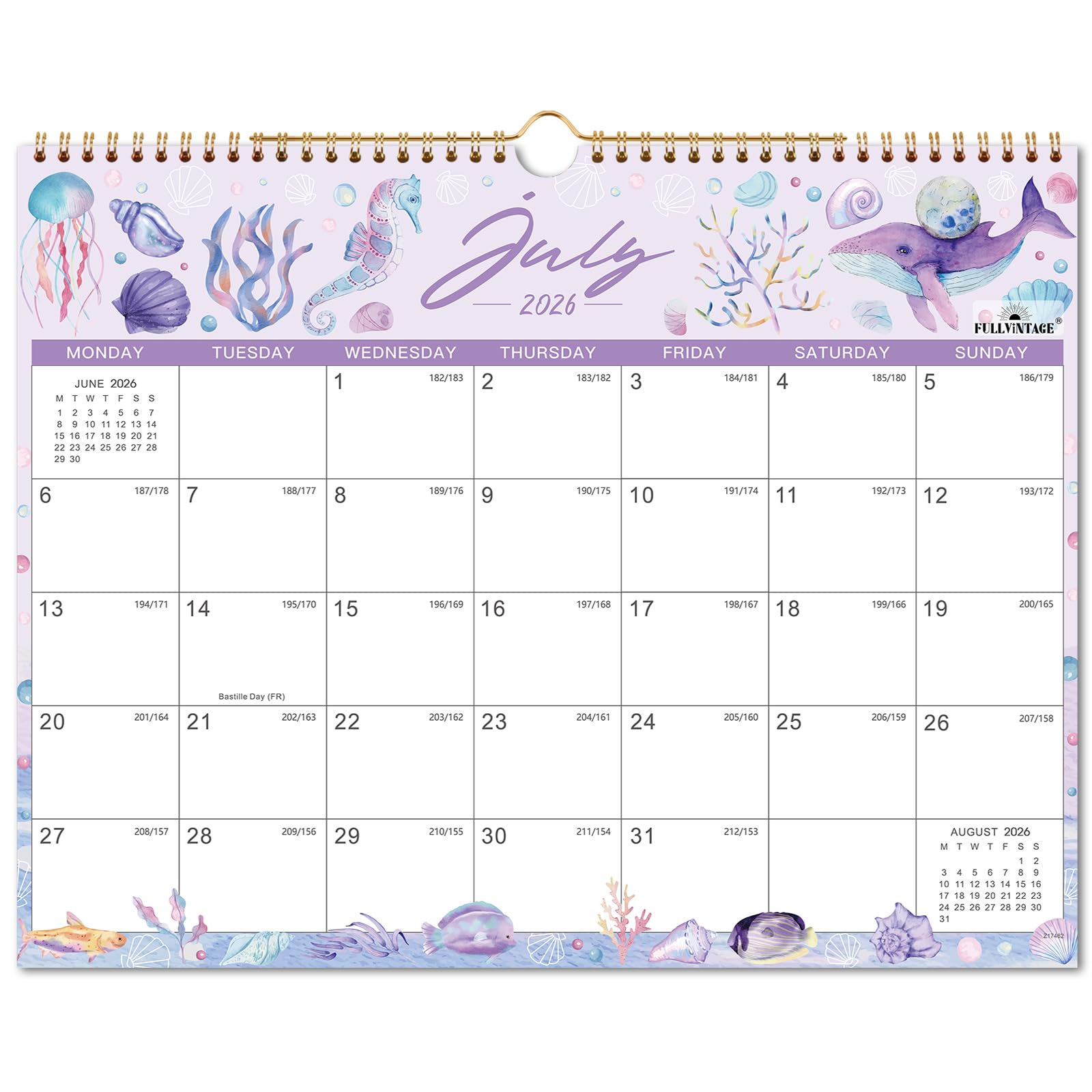 2026-2027 Calendar - 2026-2027 Wall Calendar, Jul. 2026 - Dec. 2027, 18 Month to View Calendar, 37 x 29 cm, with Large Blocks, Holidays, Thick Paper, Beautiful Seasonal Festival Pattern
