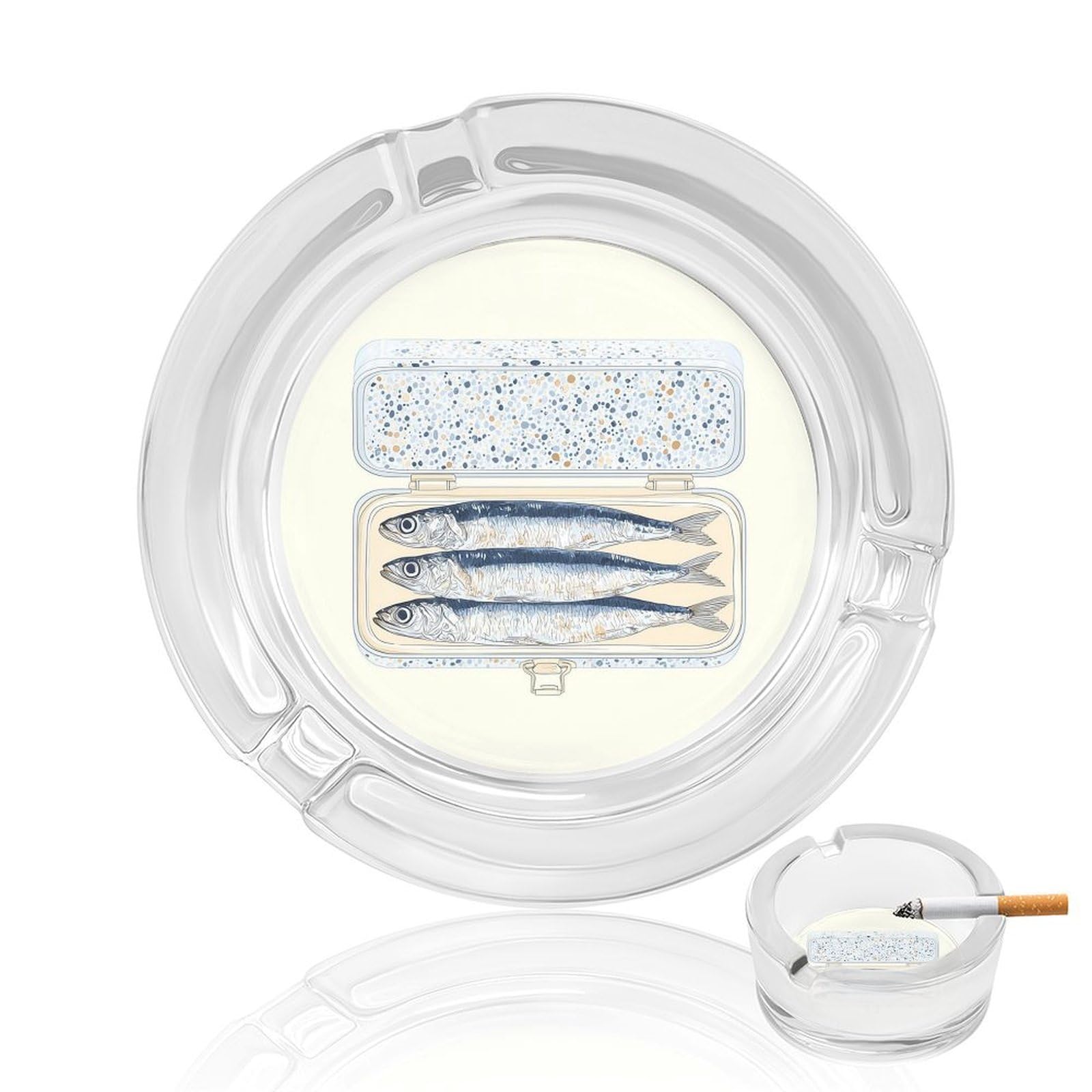 Elegant Sardines in A Tin Glass Ashtray for Cigarettes Portable Decorative Ash Trays for Home Office Decor