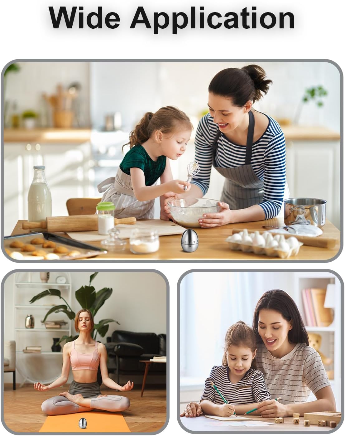 Kitchen Timer for Cooking, 60 Minutes Mechanical Timer - No Batteries Required, Stainless Steel Egg-Shape Cute Countdown Clock for Cooking, Learning, Exercises, Gaming image 3