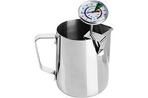 Thermometer-equipped Stainless Steel Milk Frothing Pitcher for Barista-Style Coffee