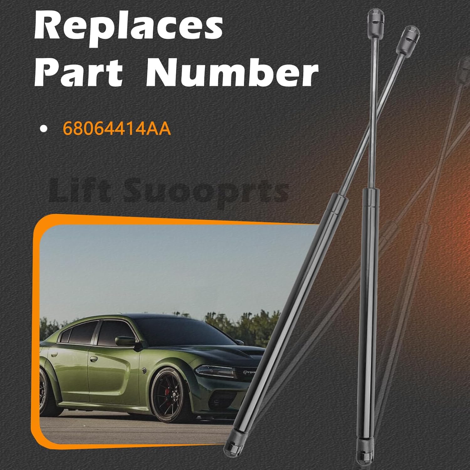 2 Pcs 14.22 in Liftgate Trunk Struts Lift Supports Compatible with Dodge Avenger 09-14 Sedan Only w/Spoiler Shock Gas Spring Cylinder Rear Back Tailgate Hatch Replaces 68064414AA