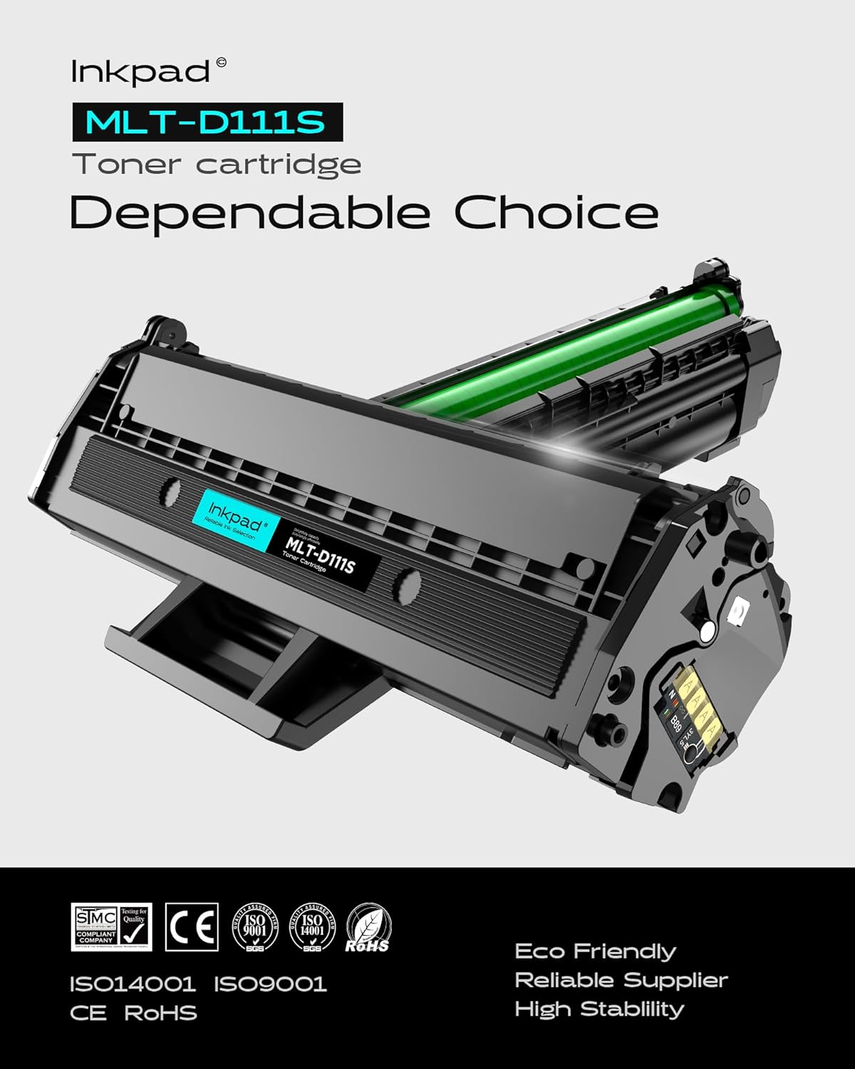 iNKPAD MLT-D111S Toner Cartridges 2 Black Combo Pack Compatible Replacement for Samsung D111S 111S MLT111S Works for M2020W M2070W M2026 M2020 M2070 M2024W M2074FW Printers