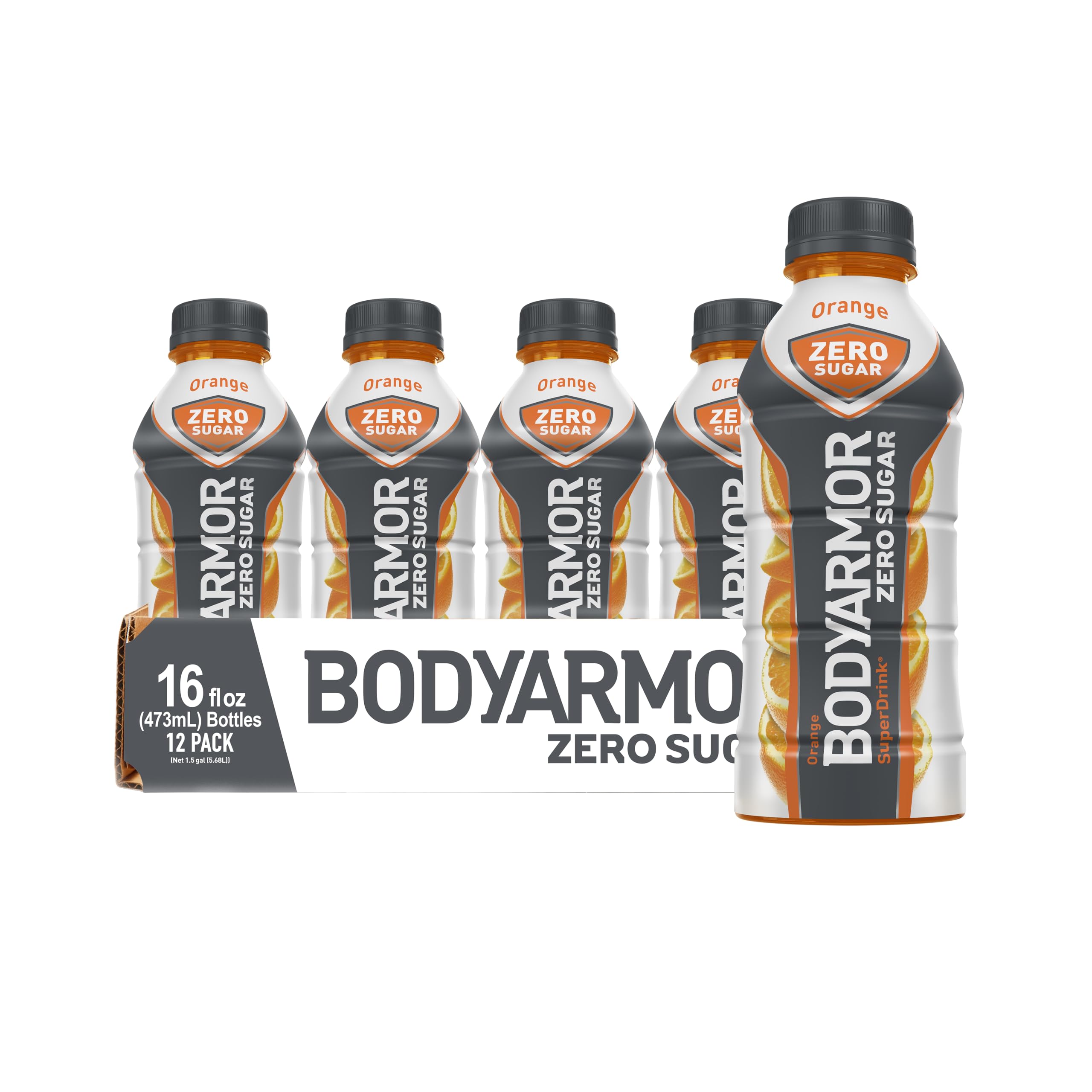 BODYARMOR ZERO Sugar Orange, Sugar Free Sports Drink - Low-Calorie Hydration - Natural Flavors with Potassium Packed Electrolytes, Antioxidants, and B-vitamins, 16 fl oz (pack of 12)