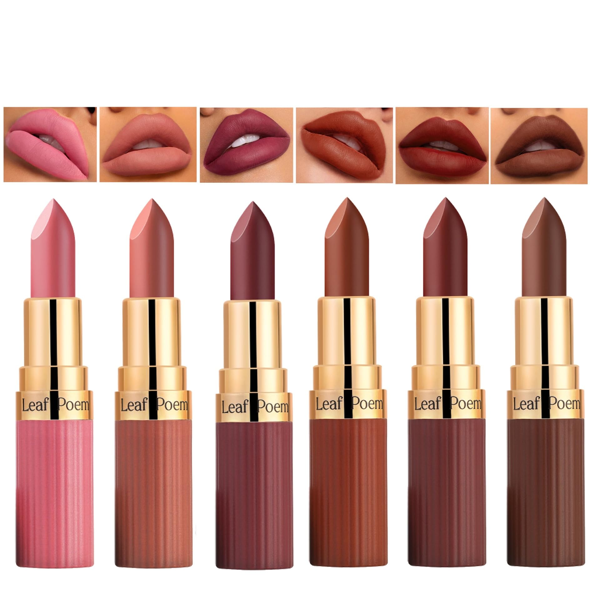 Bili Biliard 6 Colors of Velvet Smooth Matte Lipstick Set,Nude,Pink,Dark Red,Purple,Wine Red,Plum,Matte Lipstick Set,Long Lasting Waterproof 24 Hours Moisturizing (Set B)