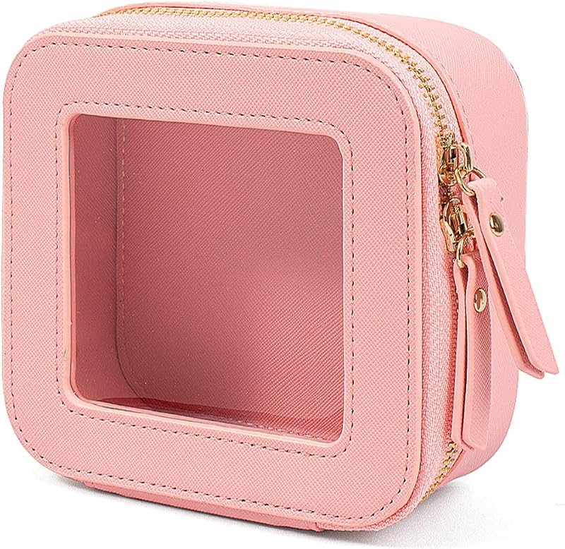 Necessaire transparente de maquiagem para viagem FFpaw, com zíper e janela em PVC, 12,95 cm x 12,95 cm x 4,83 cm