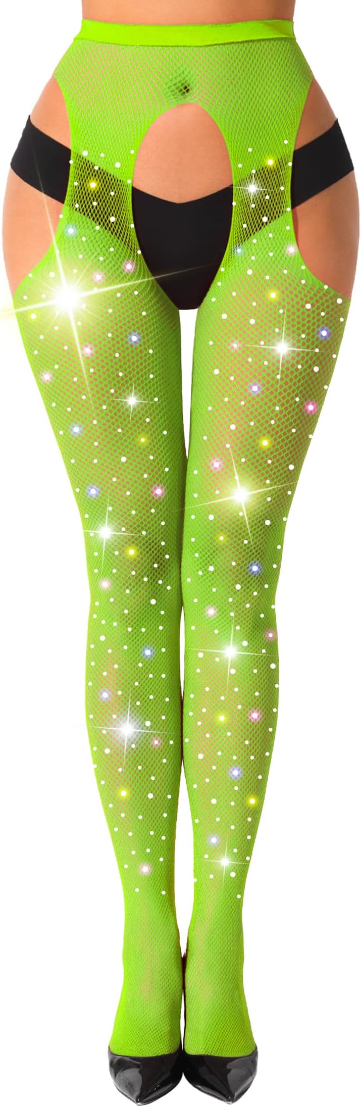Fishnet Stockings for Women Tights Rhinestone Women's Sparkly Stockings High Waist Fishnets