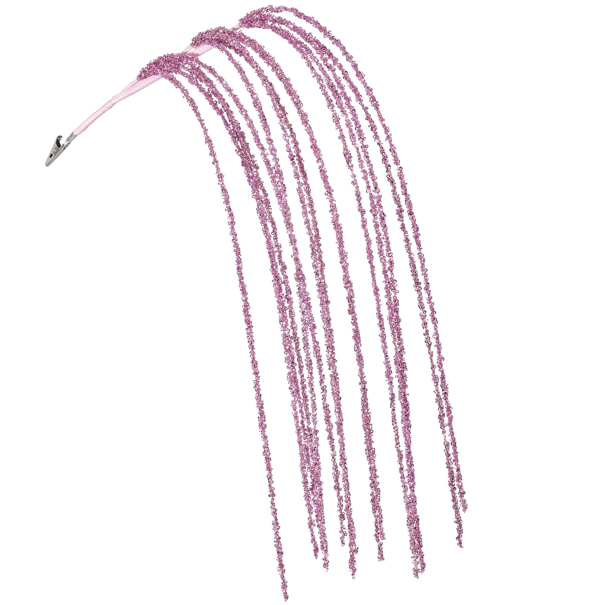 KI Store 6 rami decorativi di Natale, rami di Natale artificiali, 82 cm, con rami di brillantini, ramoscello di vischio, per decorazioni natalizie (clip rosa)