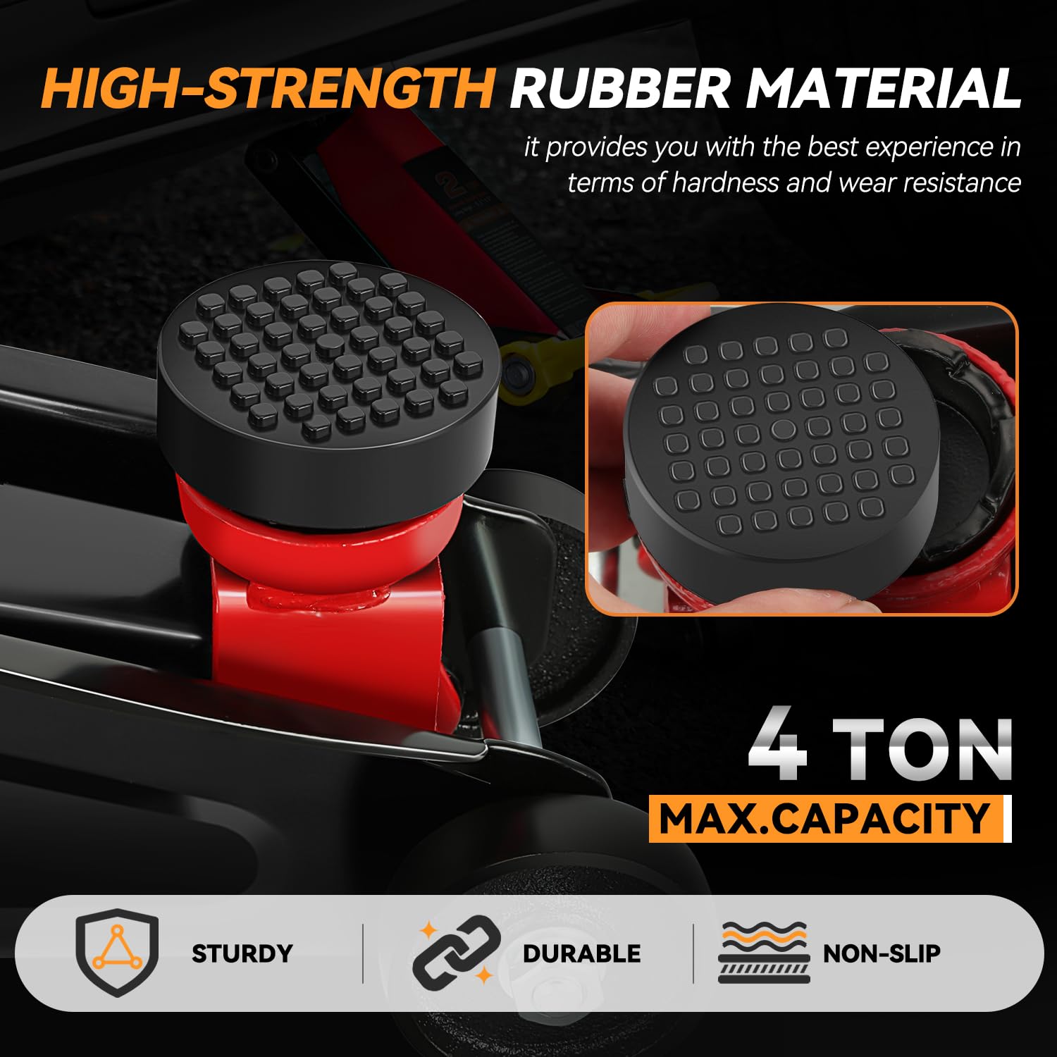 Auto Dynasty 2pcs Floor Jack Rubber Pad Universal Jack Pad Adapter Pinch Weld Side Frame Rail Protector Pads for Floor Jack, Trolley Jack, Vehicle Lift and Axle Stand, 2.48