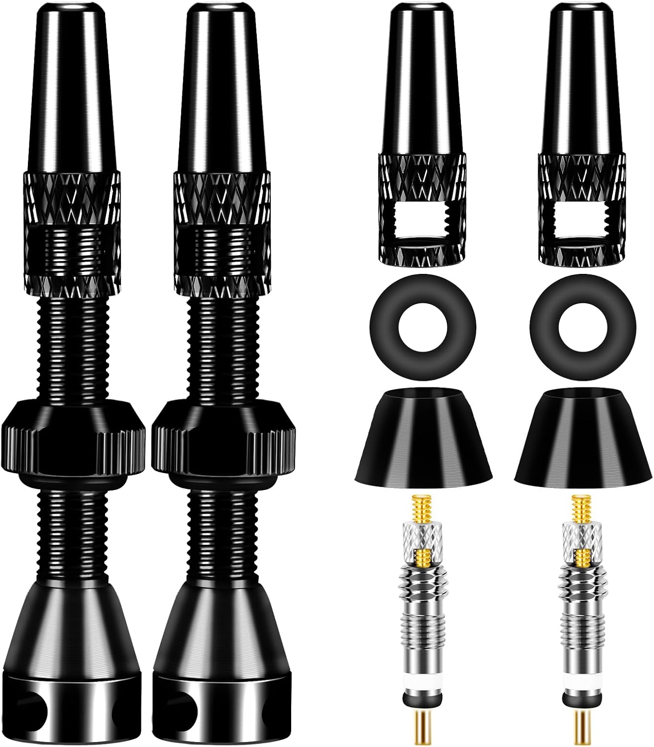 Tubeless Presta Valve Stems, 40mm, Orange, Aluminum Alloy, Pair - Multiple Color and Size Options