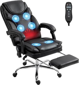 Vinsetto PU Leather Vibration Massage Office Chair 6 Points Heated Black