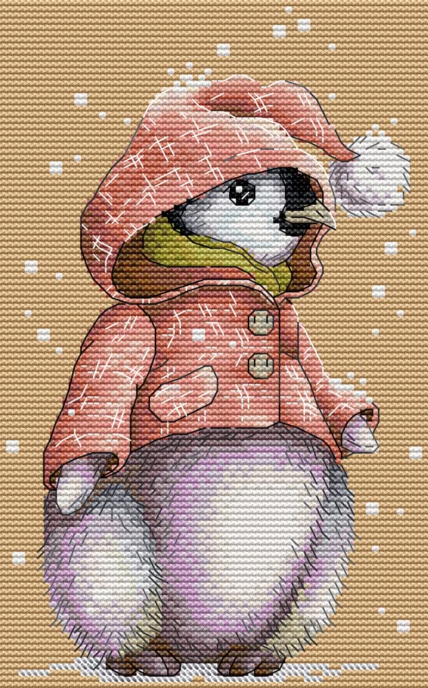 Awesocrafts Penguin Cross Stitch Stamped Kits Winter Easy Patterns Cross Stitching Embroidery Needlework Kit Supplies