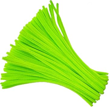 Carykon Super Fuzzy Chenille Stems Pipe Cleaners, Pack of 100 Light Green
