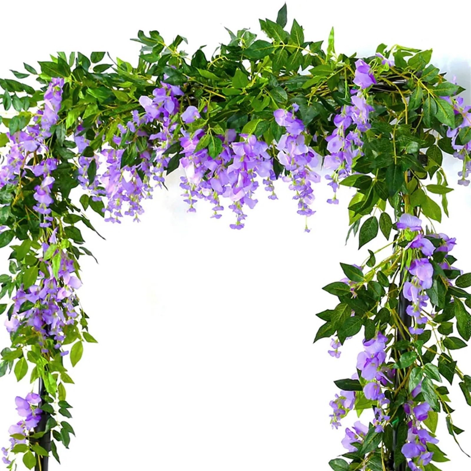Blumengirlande 2PCs Glyzinien Künstliche Blumen Hängen Garland Vine Rattan Gefälschte Blume String Seidenblumen for Hausgarten Hochzeit Dekoration(Purple 4Pcs)