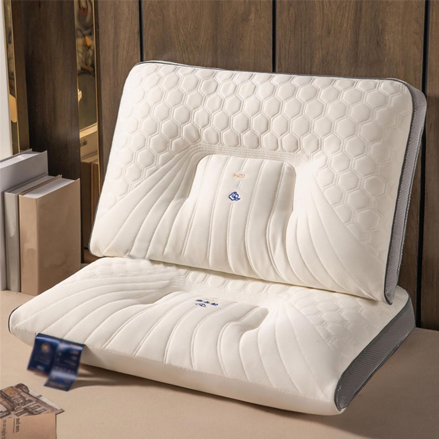 2PCS Hotel-Grade Soft and Supportive Polyester Pillow Core 74x48x10cm White Ergonomic Design for Back Side and Stomach Sleepers