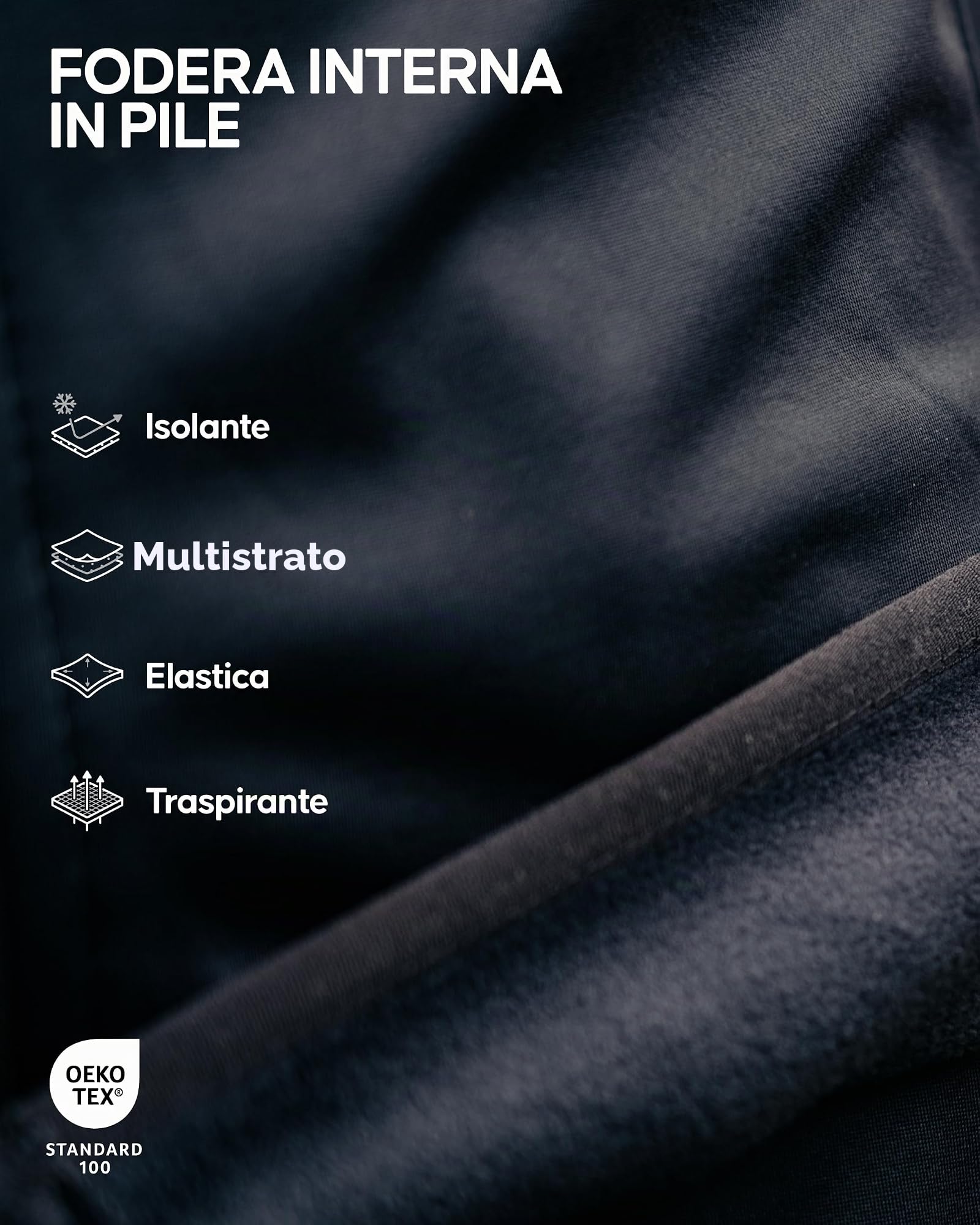 DANISH ENDURANCE Pantalone Softshell, Foderato in Pile, Antivento, Idrorepellente, Isolante e Traspirante, da Uomo