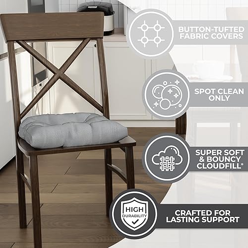 Miniatura 2 de Klear Vu Gripper Overstuffed - Cojines universales antideslizantes para silla de comedor para decoración de cocina o uso de oficina, almohadilla de