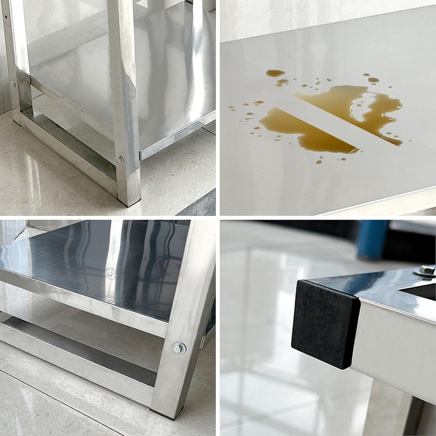 Stainless Steel Workbench Kitchen Preparation Table Household Shelving Fish Tank Shelving Factory Workshop Metal Table(23.6 * 15.7 * 27.6in)