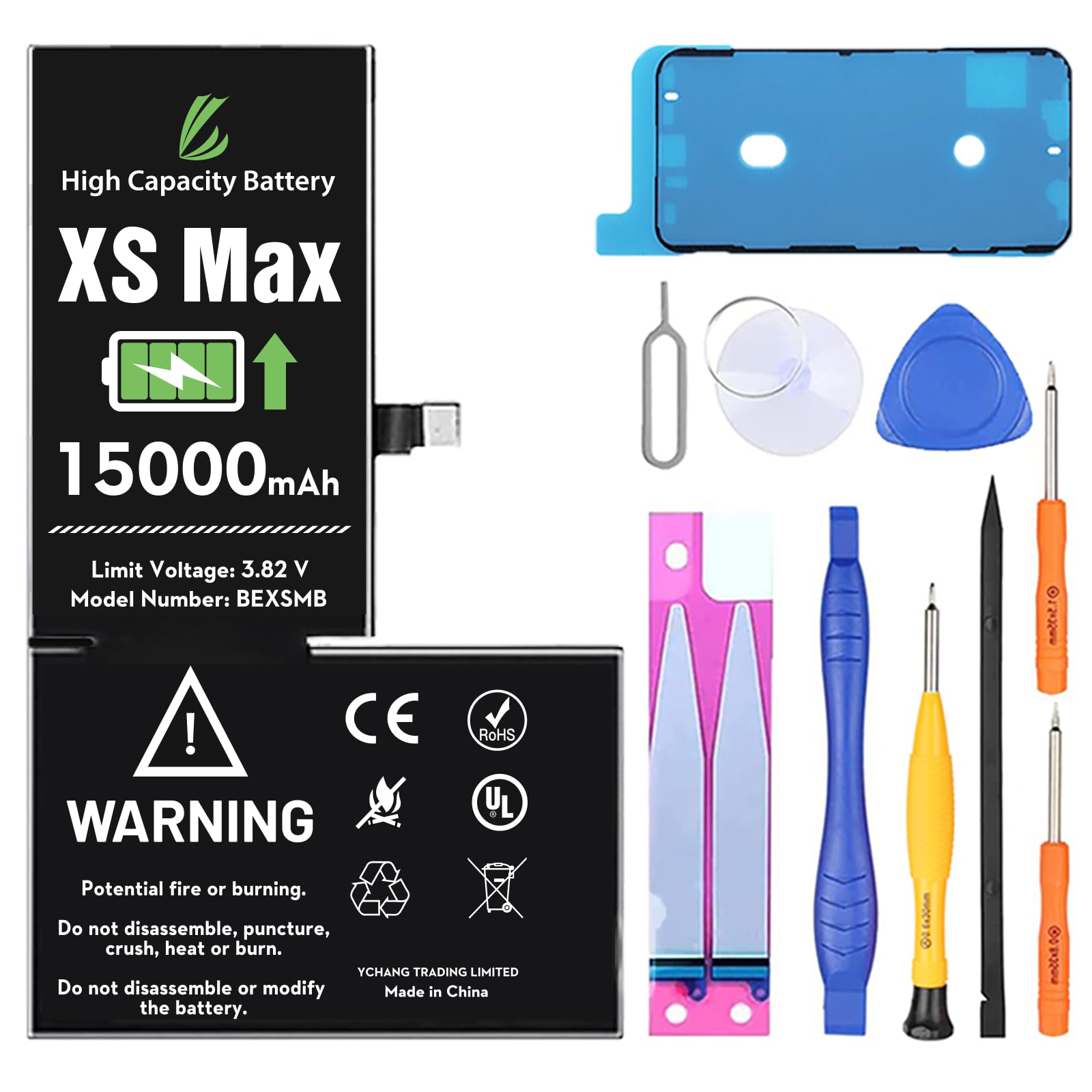 LL TRADER Battery for iPhone Xs Max 15000 mAh High Capacity Replacement Battery for iPhone Xs Max, (A1921、A2101、A2102、A2103、A2104) with Full Set