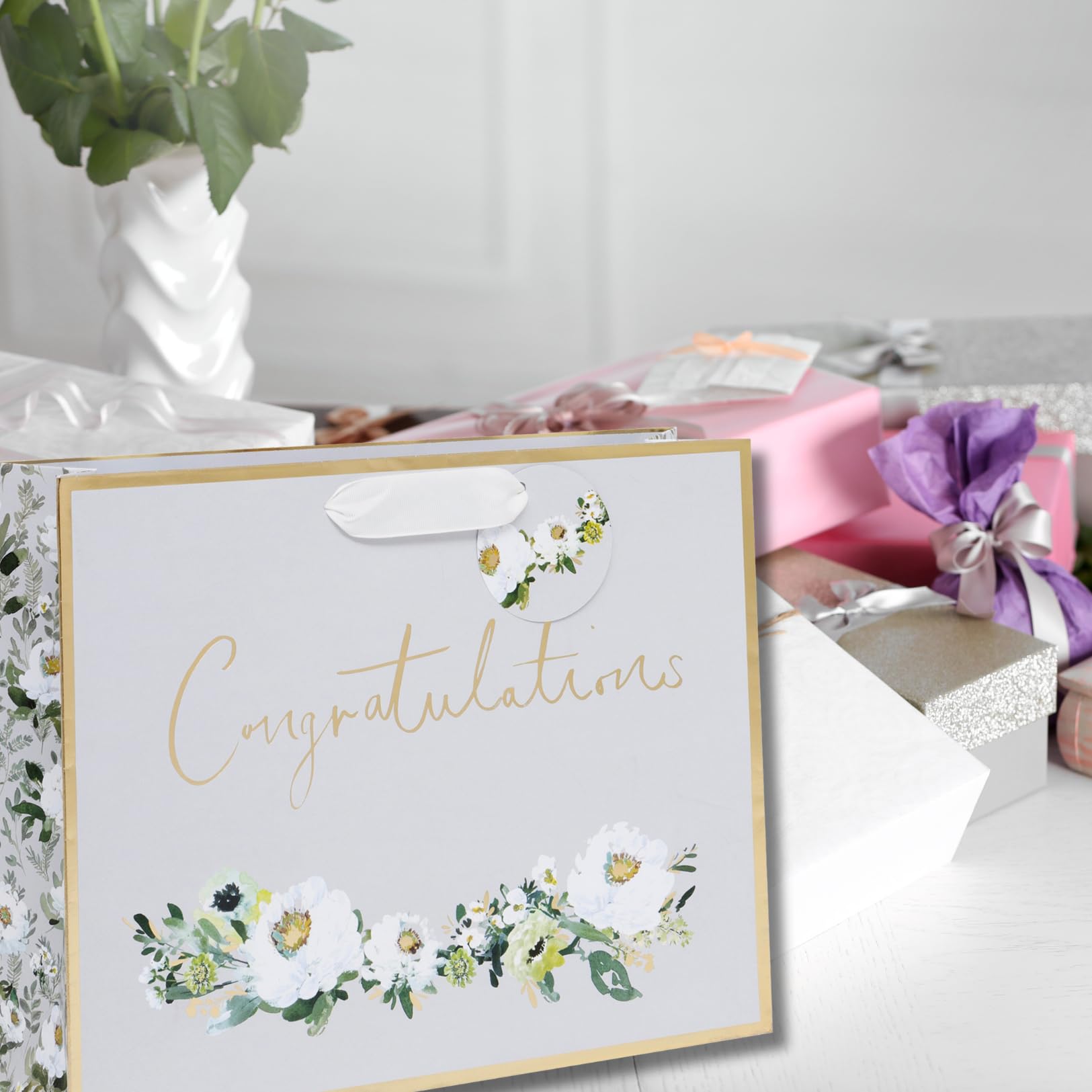 Glick Large Landscape Gift Bag, Congratulations, 275 x 355 x 100 mm, Luxury Recyclable Bag for Birthdays & Celebrations - Image 3