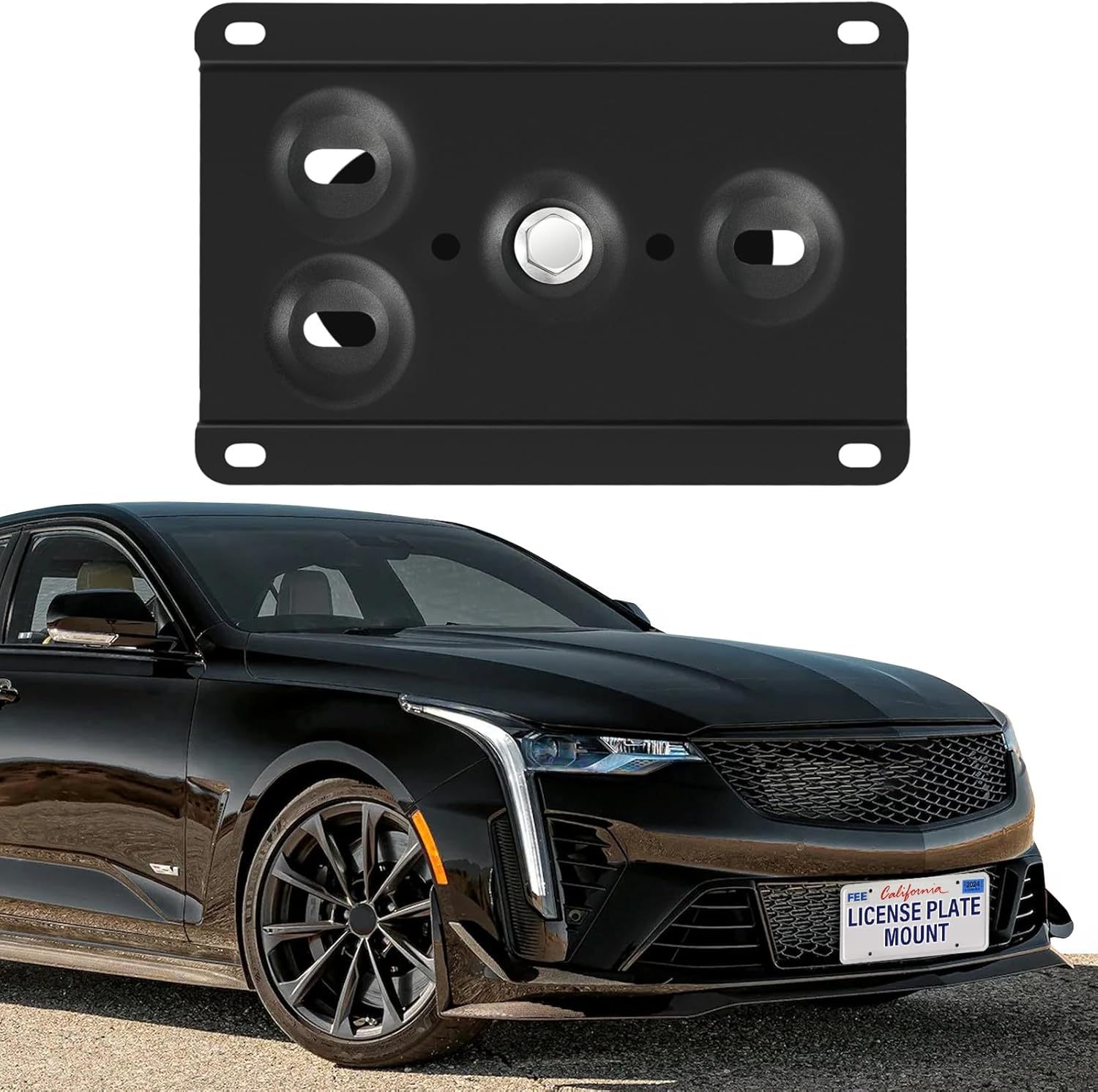 Steel Front License Plate Mount – No-Drill License Plate Bracket with Anti-Theft Screws Compatible with Cadillac CT4 2020-2024, CT5 2020-2024, XT4 2019-2024, XT5 2017-2024, XT6 2020-2024