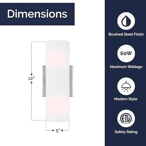 Miniatura 7 de Scott Living Capalino - Moderno aplique doble de pared regulable para interiores de 2 luces en acero cepillado acabado plateado con pantalla de tela