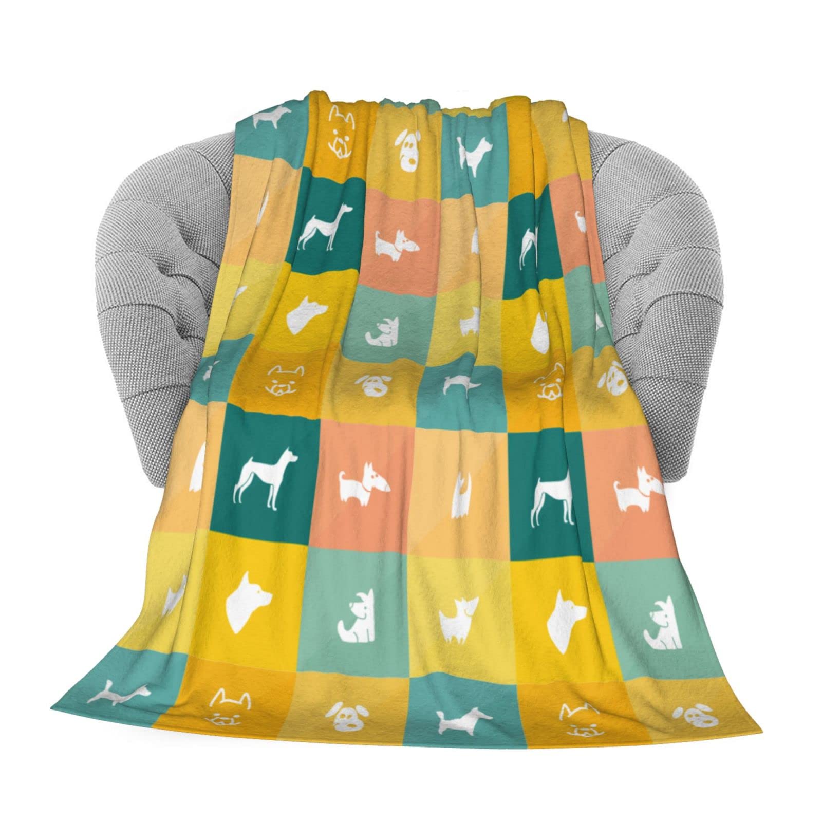 PrelerDIY Dog Logo Throw Blanket for Couch - 50"X40" Fleece Blanket Super Soft Flannel Blanket for Kids