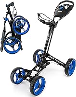 Vista 7 de SereneLife Carrito de Golf Ligero y Plegable - Carrito de Empuje de Golf Plegable de Aluminio con Mango Ajustable, Correas Elásticas para Bolsa