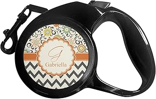 Swirls, Floral & Chevron Retractable Dog Leash - Medium (Personalized)