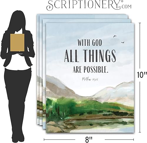 Miniatura 8 de Juego de póster con versículo bíblico con texto en inglés "I Can Do All Things Through Christ", decoración de pared cristiana de 4 piezas, arte de