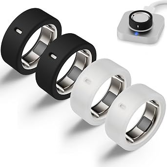 Protector Oura Ring 4/Gen 4 Ceramic/Gen 3 Cover Silicone Anti-Scratch Elastic Ring Finger Case Walking Out Gym for Women Men - 2 Black+2 Clear-S 4/5/6/7 |                        +  S 4/5/6/7