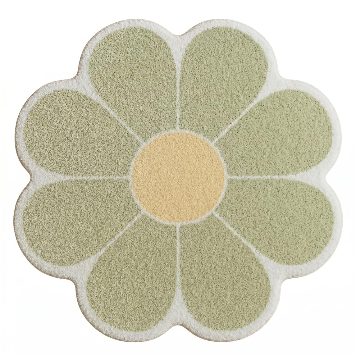 Tapis de bain floral vert 80x80 cm antidérapant en forme de fleur