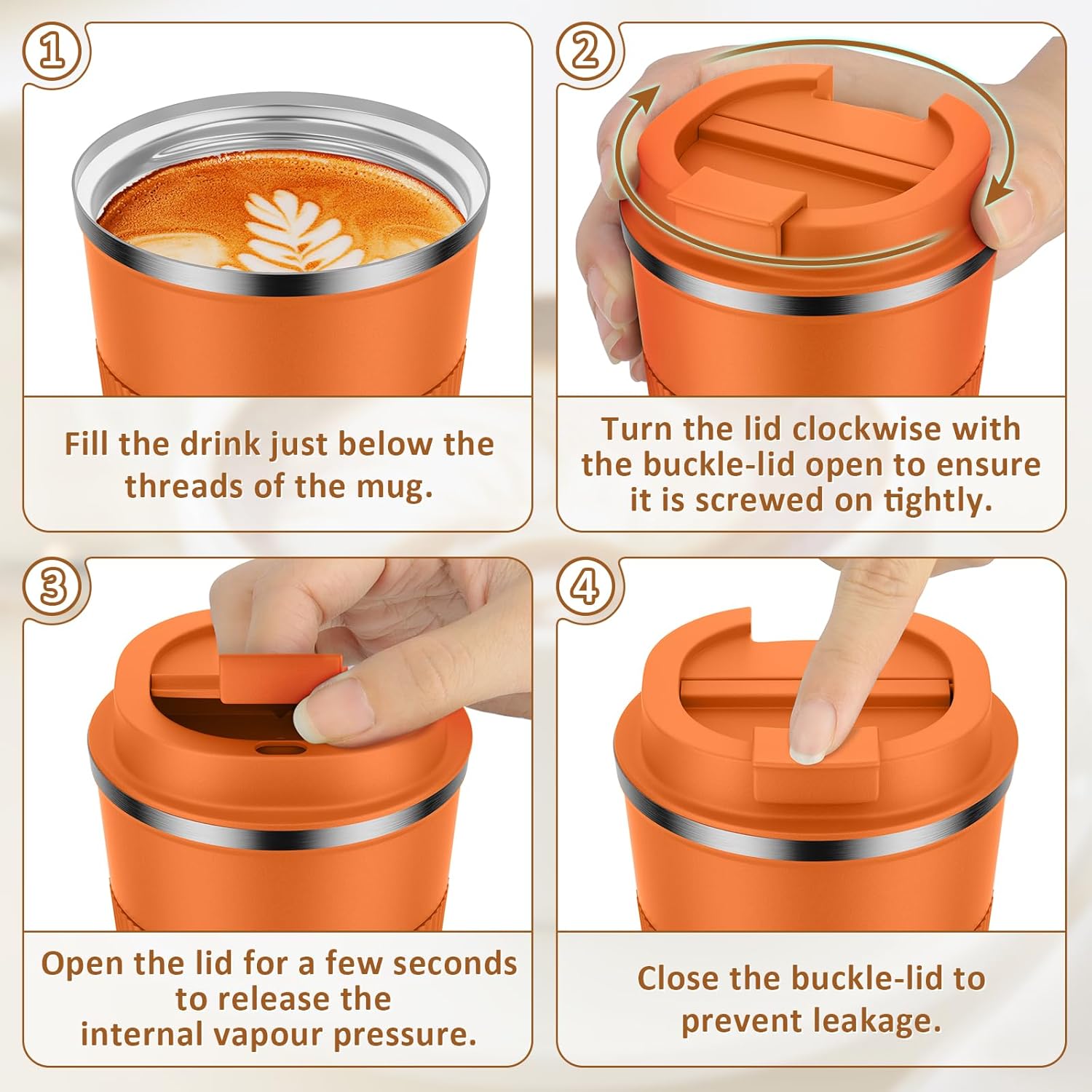 KETIEE 12oz Insulated Travel Mug, Vacuum Stainless Steel Double Walled Reusable Coffee Cup with Leakproof Lid, Hot and Iced Coffee Tea Water - Image 8