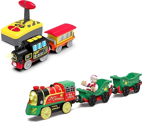 Juguete de tren de Navidad para sistema ferroviario, juego de tren motorizado de locomotora compatible con Thomas, Brio, Chuggington