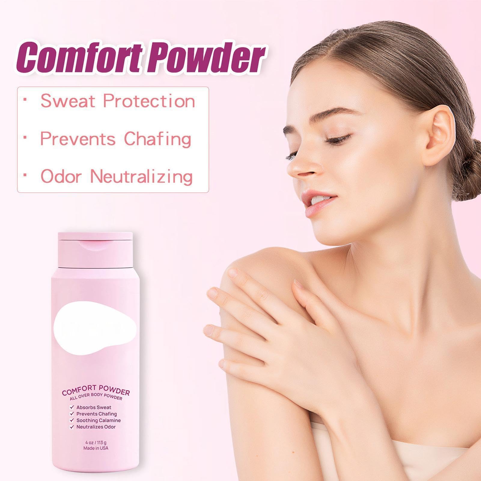 Polvo corporal sin talco para mujer – Polvo antienredos contra los muslos doloridos, protección para la zona íntima y el cuerpo, polvo para pies y desodorante sin talco, natural