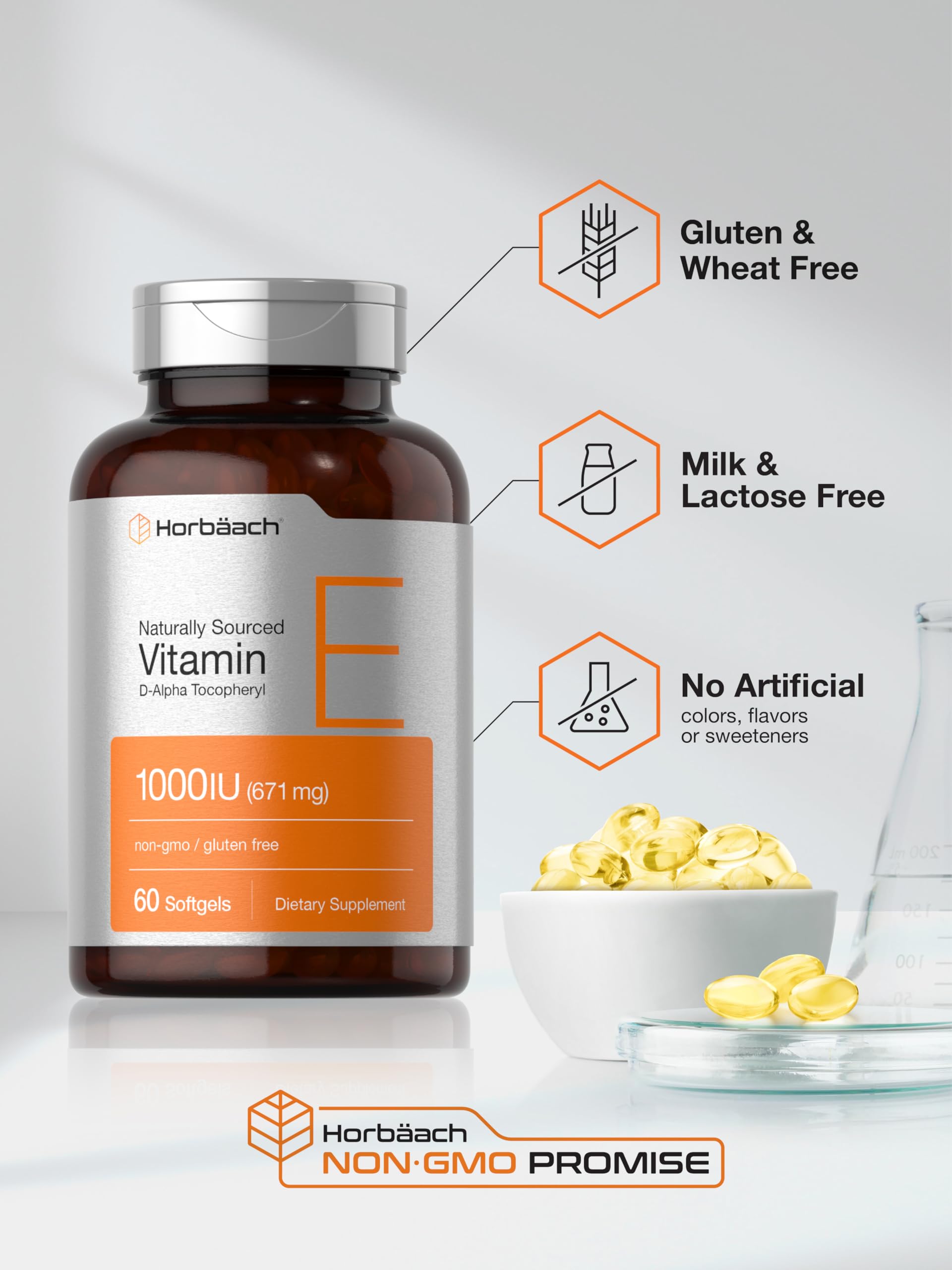 Horbaach Vitamin E 1000 IU Softgels (671 mg) | 60 Count — Amazon image 5