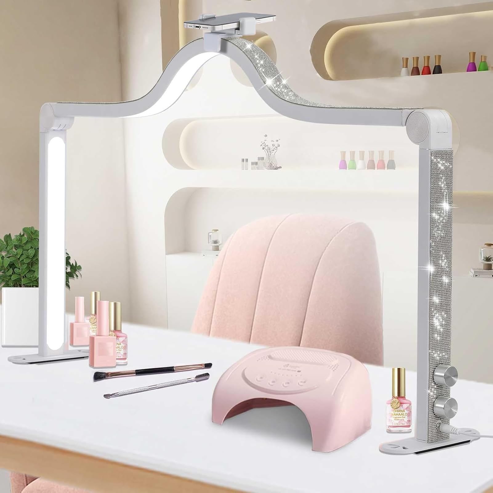 Amazon.com: Half Moon Light for Nail Desk, 34.5In Foldable Square