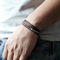 Vista 424 de Handmade Natural Stone Beaded Healing Bracelet Gift for Men Adjustable Rope String Bracelet