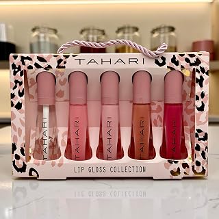 VOTUM Tahari 5pc Lip Gloss Set, Lip Gloss Collection for Women and Girls, Non-Sticky, High Shine, Clear, Nude & Red Finishes